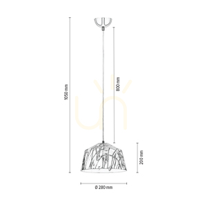 Závěsné svítidlo Natura, 1xE27, Max. 60 W, chromovaný kov / průhledný PVC kabel / bílo-šedý kovový stínidlo, Ø 28 cm small 3