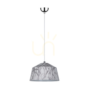 Závěsné svítidlo Natura, 1xE27, Max. 60 W, chromovaný kov / průhledný PVC kabel / bílo-šedý kovový stínidlo, Ø 28 cm small 0