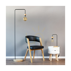Stojací lampa Muriel, 1xE27, Max. 60 W, olejovaný dub / černý kov / černý opletený kabel, 40 cm small 4
