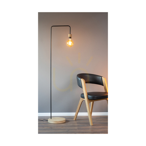 Stojací lampa Muriel, 1xE27, Max. 60 W, olejovaný dub / černý kov / černý opletený kabel, 40 cm small 5