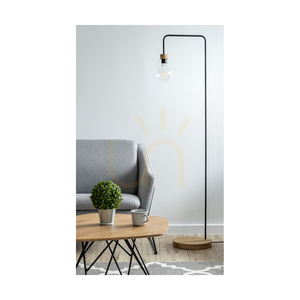 Stojací lampa Muriel, 1xE27, Max. 60 W, olejovaný dub / černý kov / černý opletený kabel, 40 cm small 6