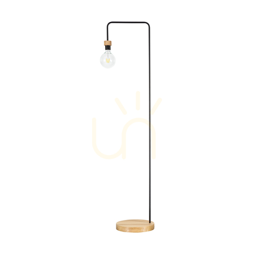 Kontrola Stojací lampa Muriel, 1xE27, Max. 60 W, olejovaný dub / černý kov / černý opletený kabel, 40 cm