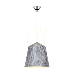 Závěsné svítidlo Natura, 1xE27, Max. 60 W, chromovaný kov / průhledný PVC kabel / černý-bílý-šedý kovový stínidlo, Ø 33 cm small 1