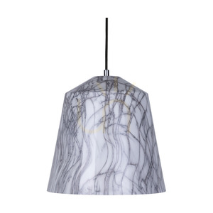 Závěsné svítidlo Natura, 1xE27, Max. 60 W, chromovaný kov / průhledný PVC kabel / černý-bílý-šedý kovový stínidlo, Ø 33 cm small 2