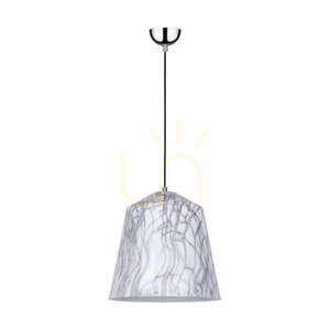 Závěsné svítidlo Natura, 1xE27, Max. 60 W, chromovaný kov / průhledný PVC kabel / černý-bílý-šedý kovový stínidlo, Ø 33 cm small 0