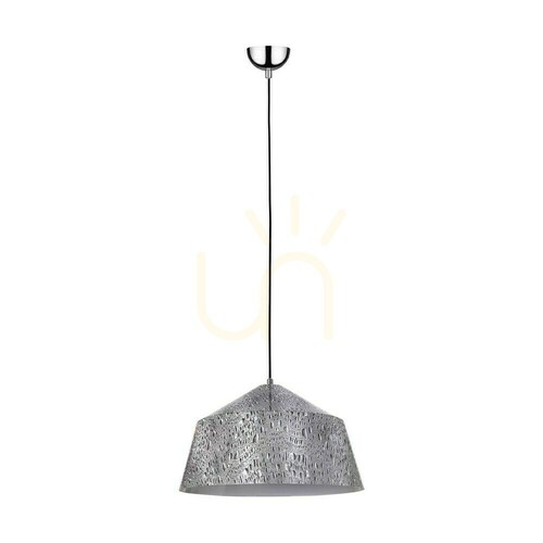Kontrola Závěsné svítidlo Natura, 1xE27, Max. 60 W, chromovaný kov / průhledný PVC kabel / černý-bílý-šedý kovový stínidlo, Ø 41,5 cm