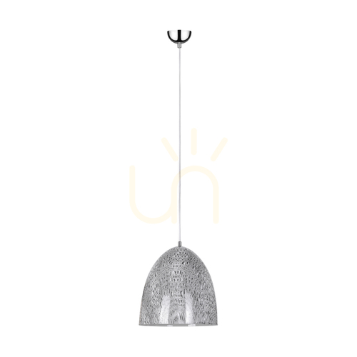 Kontrola Závěsné svítidlo Natura, 1xE27, Max. 60 W, chromovaný kov / průhledný PVC kabel / černý-bílý-šedý kovový stínidlo, Ø 30 cm