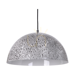 Závěsné svítidlo Natura, 1xE27, Max. 60 W, chromovaný kov / průhledný PVC kabel / černý-bílý-šedý kovový stínidlo, Ø 36 cm small 1