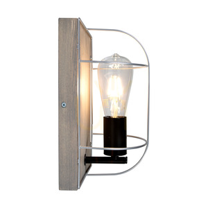Nástěnné svítidlo Netuno 1xE27 Max. 15 W LED, borovice mořená do šeda / černý kov / stříbrný kov, stínidlo 15 cm small 2