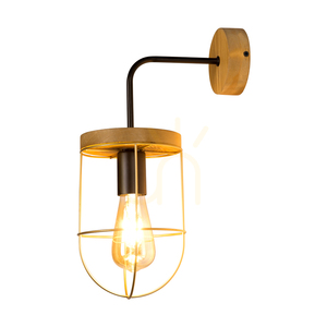 Nástěnné svítidlo Netuno, 1xE27, Max. 25 W LED, borovice mořená do hněda / černý kov / zlatý kovový stínidlo, 25 cm small 1