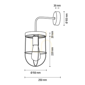 Nástěnné svítidlo Netuno, 1xE27, Max. 25 W LED, borovice mořená do hněda / černý kov / zlatý kovový stínidlo, 25 cm small 3