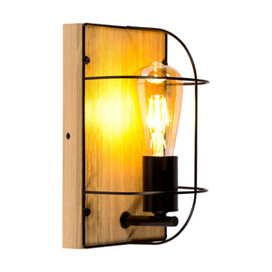 Nástěnné svítidlo Netuno 1xE27, max. 15 W, LED, olejovaný dub/černý kov, 15 cm small 1