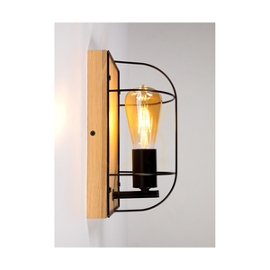 Nástěnné svítidlo Netuno 1xE27, max. 15 W, LED, olejovaný dub/černý kov, 15 cm small 2