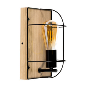 Nástěnné svítidlo Netuno 1xE27, max. 15 W, LED, olejovaný dub/černý kov, 15 cm small 0
