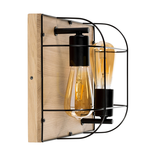 Kontrola Nástěnné / stropní svítidlo Netuno, 2xE27, max.. 15 W LED, olejovaný dub / černý kov, 30 cm