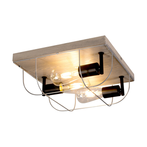 Stropní svítidlo Netuno, 3xE27, Max. 15 W LED, mořená borovice, šedý/černý kov, stříbrný kovový stínidlo, 34 cm small 1