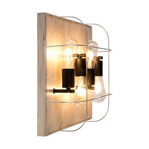 Stropní svítidlo Netuno, 4xE27, Max. 15 W LED, mořená borovice, šedý/černý kov, stříbrný kovový stínidlo, 40 cm small 3