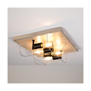 Stropní svítidlo Netuno, 4xE27, Max. 15 W LED, mořená borovice, šedý/černý kov, stříbrný kovový stínidlo, 40 cm small 4