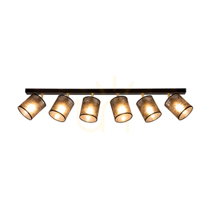 Stropní svítidlo Nevoa, 6xE27, Max. 25 W, černozlatý kov / černý stínidlo, 127 cm small 1