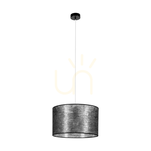 Kontrola Závěsné svítidlo Nevoa, 1xE27, Max. 60 W, černý kov / průhledný PVC kabel / černý stínidlo, Ø 40 cm