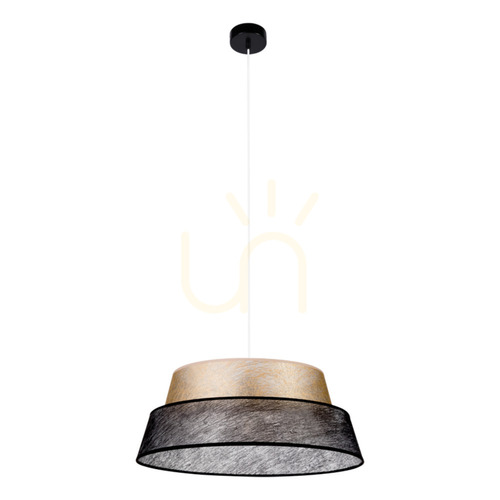 Kontrola Závěsné svítidlo Nevoa, 1xE27, Max. 60 W, černý kov / průhledný PVC kabel / černozlatý stínidlo, Ø 50 cm