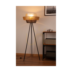 Stojací lampa Nevoa 1xE27 Max. 40 W, černý kov / černý PVC kabel / černý-zlatý-stříbrný stínidlo, Ø 55 cm small 1