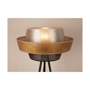 Stojací lampa Nevoa 1xE27 Max. 40 W, černý kov / černý PVC kabel / černý-zlatý-stříbrný stínidlo, Ø 55 cm small 2