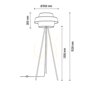 Stojací lampa Nevoa 1xE27 Max. 40 W, černý kov / černý PVC kabel / černý-zlatý-stříbrný stínidlo, Ø 55 cm small 3