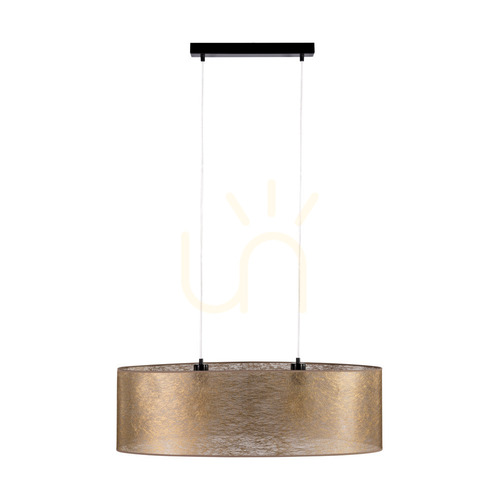 Kontrola Závěsné svítidlo Nevoa, 2xE27, Max. 40 W, černý kov / průhledný PVC kabel / zlatý stínidlo, 80 cm