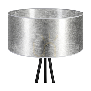 Stojací lampa Nevoa 1xE27 Max. 40 W, černý kov / černý PVC kabel / stříbrný stínidlo, Ø 50 cm small 2