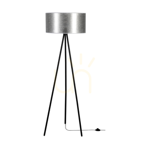 Stojací lampa Nevoa 1xE27 Max. 40 W, černý kov / černý PVC kabel / stříbrný stínidlo, Ø 50 cm small 0