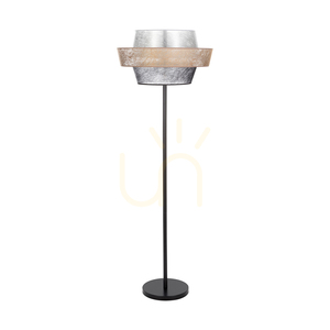 Stojací lampa Nevoa 1xE27 Max. 40 W, černý kov / černý PVC kabel / černý-zlatý-stříbrný stínidlo, Ø 55 cm small 0