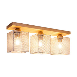 Stropní svítidlo Norman Wood, 3xE27, Max. 25 W, bříza / chromovaný kovový stínidlo, 55 cm small 1