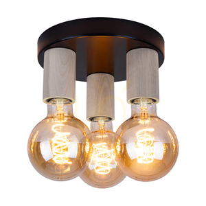 Stropní svítidlo Notri, 3xE27, Max. 15 W LED, bělený dub/černý kov, Ø 20 cm small 1