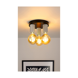 Stropní svítidlo Notri, 3xE27, Max. 15 W LED, bělený dub/černý kov, Ø 20 cm small 2