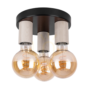 Stropní svítidlo Notri, 3xE27, Max. 15 W LED, bělený dub/černý kov, Ø 20 cm small 0