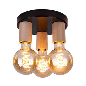 Stropní svítidlo Notri, 3xE27, Max. 15W LED, bříza/černý kov, Ø 20 cm small 1