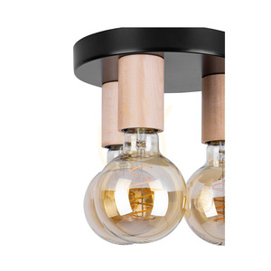 Stropní svítidlo Notri, 3xE27, Max. 15W LED, bříza/černý kov, Ø 20 cm small 2