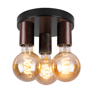 Stropní svítidlo Notri, 3xE27, Max. 15 W LED, mořená borovice (ořech)/černý kov, Ø 20 cm small 1
