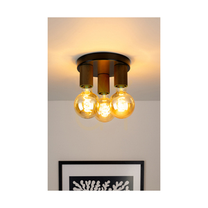 Stropní svítidlo Notri, 3xE27, Max. 15 W LED, mořená borovice (ořech)/černý kov, Ø 20 cm small 2