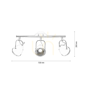 Stropní svítidlo Oliver, včetně 3 LED žárovek GU10, max.. 6 W, bílá/chromová kovová, 53 cm small 4