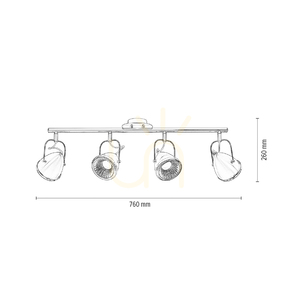 Stropní svítidlo Oliver, včetně 4 LED žárovek GU10, max.. 6 W, bílá/chromová kovová, 76 cm small 4