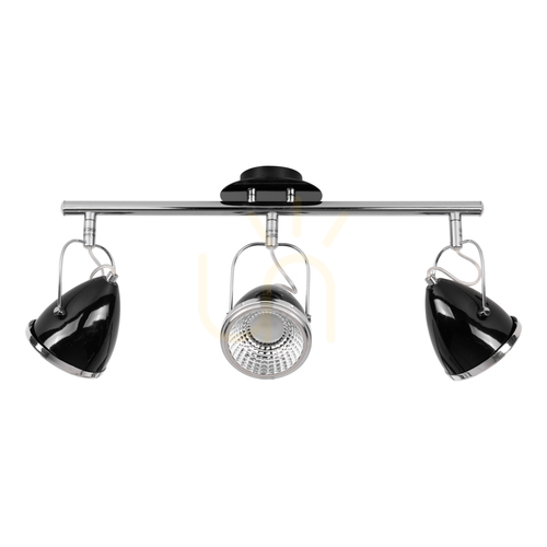 Kontrola Stropní svítidlo Oliver, včetně 3 LED žárovek GU10, max.. 6 W, černý/chromovaný kov, 53 cm