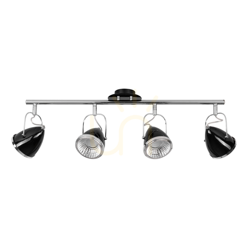Kontrola Stropní svítidlo Oliver Incl. 4xGU10 LED, max.. 6 W, černý/chromovaný kov, 76 cm