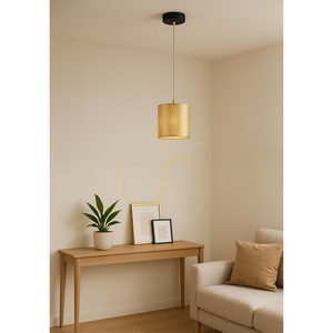 Závěsné svítidlo Ora, 1xE27, Max. 25 W, černý kov / průhledný PVC kabel / zlatý stínidlo, Ø 15 cm small 2