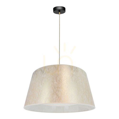 Kontrola Závěsné svítidlo Ora, 1xE27, Max. 40 W, černý kov / průhledný PVC kabel / zlatý stínidlo, Ø 60 cm