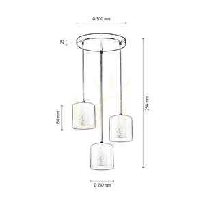 Závěsné svítidlo Ora, 3xE27, Max. 25 W, černý kov / průhledný PVC kabel / zlatý stínidlo, Ø 30 cm small 3