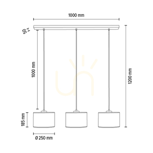 Závěsné svítidlo Ora, 3xE27, Max. 40 W, černý kov / průhledný PVC kabel / zlatý stínidlo, 100 cm small 3