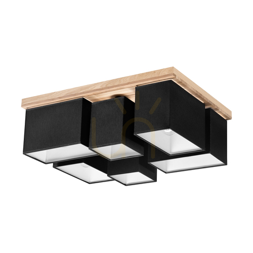 Kontrola Stropní svítidlo Paloma, 6xE27, Max. 25 W, olejovaný dub/černá, stínidlo 55 cm