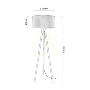 Stojací lampa Panda, 1xE27, Max. 60 W, bříza – bílá / průhledný PVC kabel / bílý stínidlo, Ø 50 cm small 2